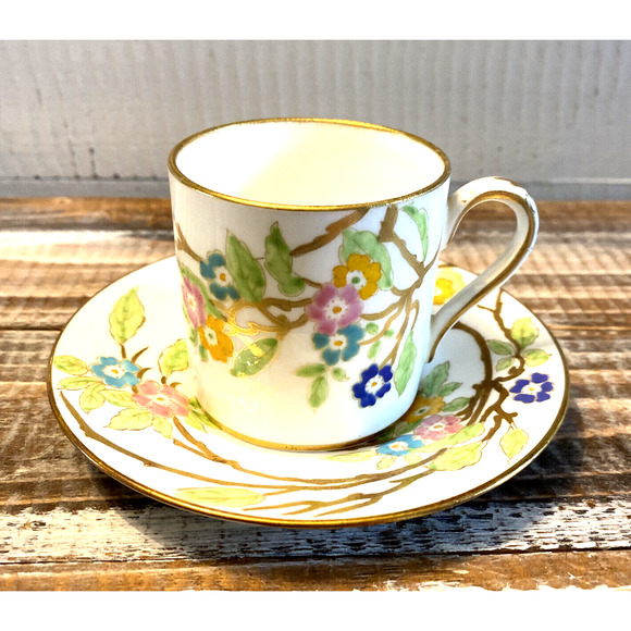 Vintage Hammersley "Stoke-on-Trent" Floral Demitasse Tea Cup & Saucer England - Picture 2 of 12